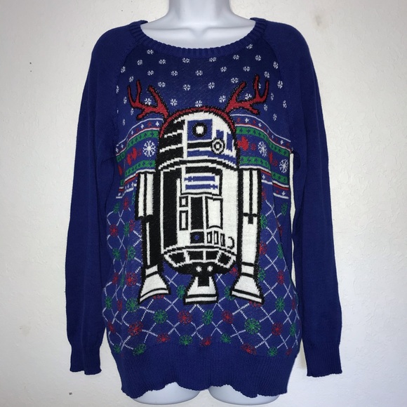Star Wars Sweaters - Star Wars R2D2 Blue Christmas Sweater M Star Wars Sweaters - Star Wars R2D2 Blue Christmas Sweater M